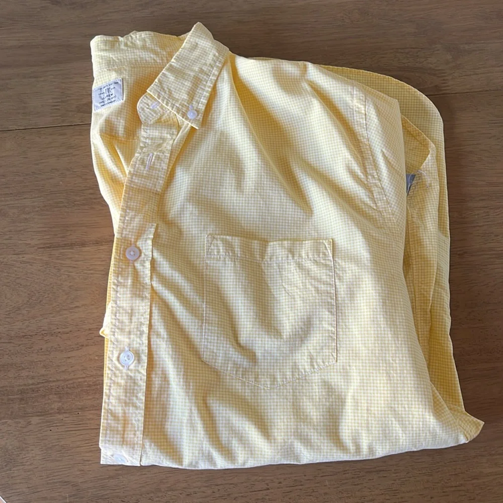Men’s j.Crew, dress shirt, yellow and white, size large, neck 16-16.5